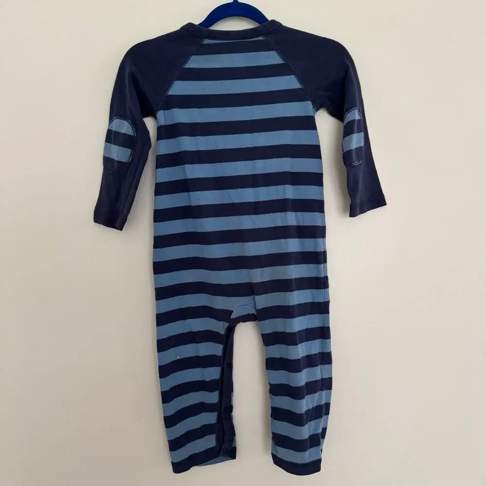 Baby Gap Striped Romper in Blue with Front Snap Closure